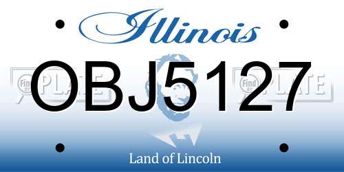OBJ5127 Illinois License Plate