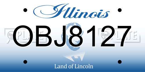 OBJ8127 Illinois License Plate