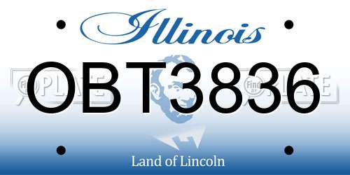 OBT3836 Illinois License Plate