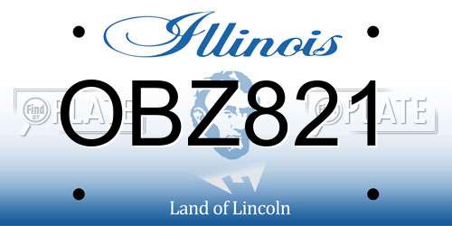 OBZ821 Illinois License Plate