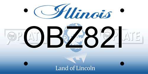 OBZ82I Illinois License Plate