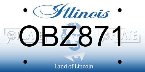 OBZ871 Illinois License Plate