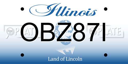OBZ87I Illinois License Plate
