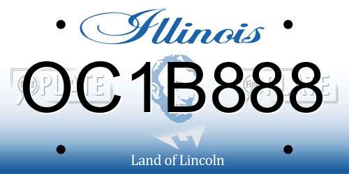 OC1B888 Illinois License Plate