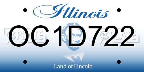 OC1D722 Illinois License Plate
