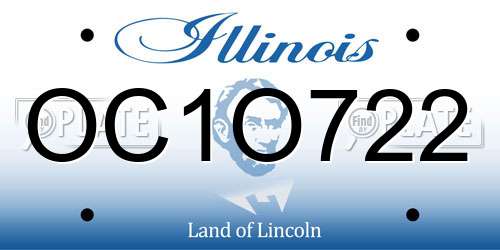 OC1O722 Illinois License Plate