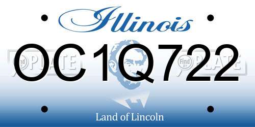 OC1Q722 Illinois License Plate