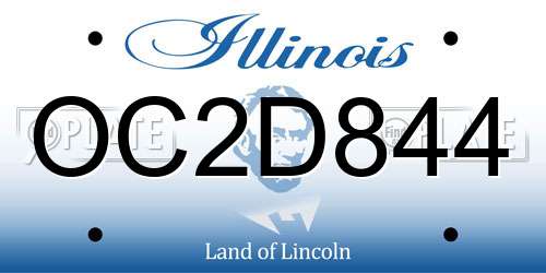 OC2D844 Illinois License Plate