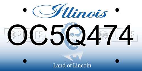 OC5Q474 Illinois License Plate