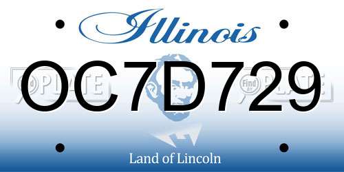 OC7D729 Illinois License Plate