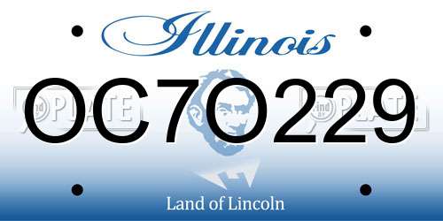 OC7O229 Illinois License Plate