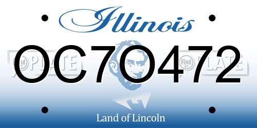 OC7O472 Illinois License Plate