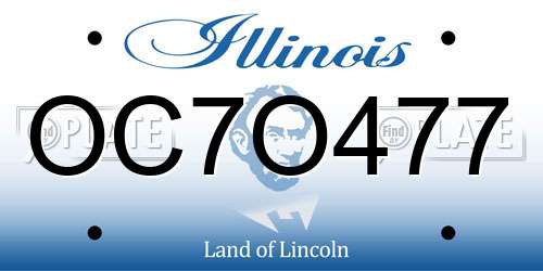 OC7O477 Illinois License Plate