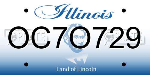 OC7O729 Illinois License Plate
