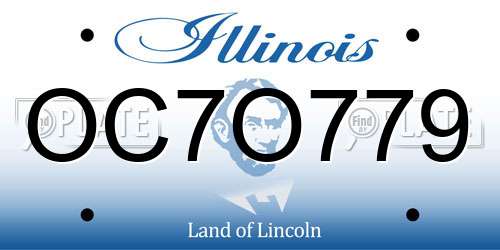 OC7O779 Illinois License Plate