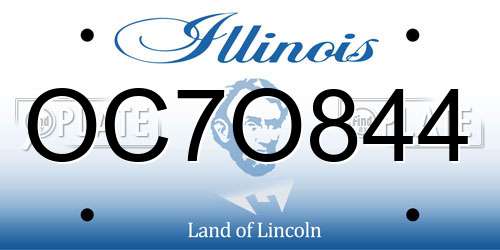 OC7O844 Illinois License Plate