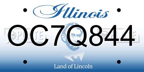 OC7Q844 Illinois License Plate