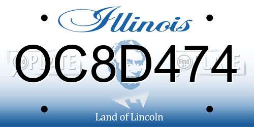 OC8D474 Illinois License Plate