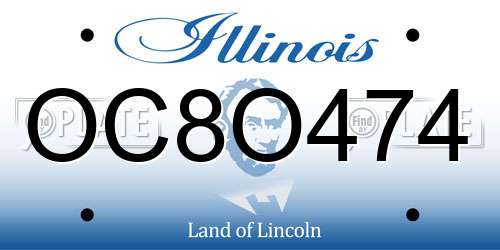 OC8O474 Illinois License Plate