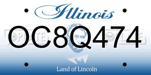 OC8Q474 Illinois License Plate
