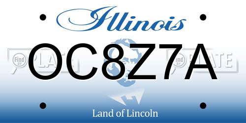 OC8Z7A Illinois License Plate