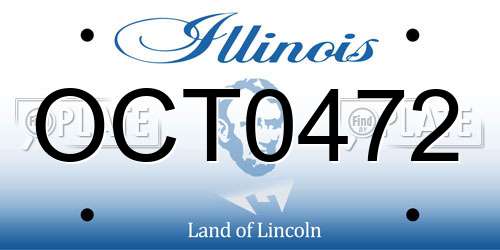 OCT0472 Illinois License Plate