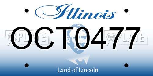 OCT0477 Illinois License Plate