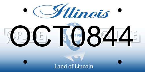 OCT0844 Illinois License Plate