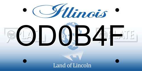 OD0B4F Illinois License Plate