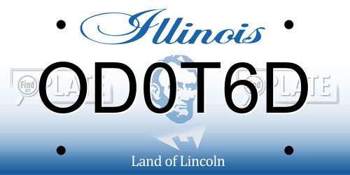 OD0T6D Illinois License Plate
