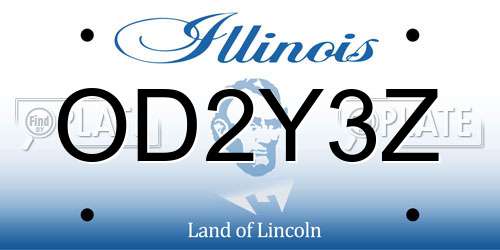 OD2Y3Z Illinois License Plate