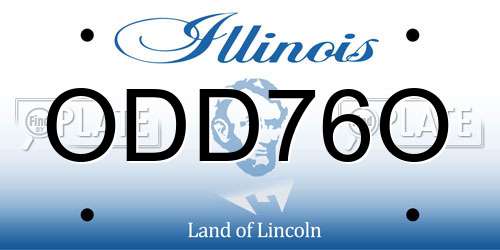 ODD76O Illinois License Plate