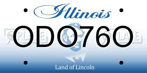 ODO76O Illinois License Plate