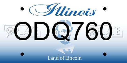 ODQ760 Illinois License Plate