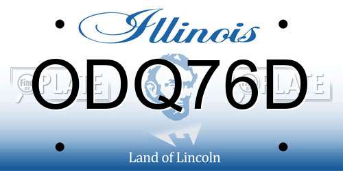 ODQ76D Illinois License Plate