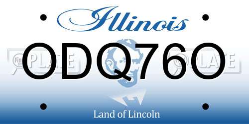 ODQ76O Illinois License Plate