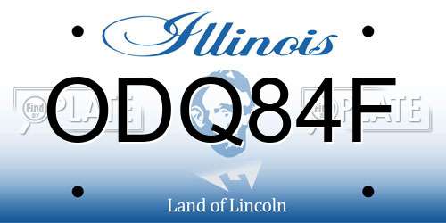ODQ84F Illinois License Plate