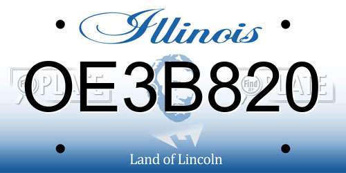 OE3B820 Illinois License Plate