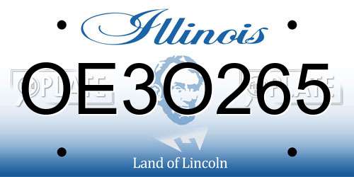 OE3O265 Illinois License Plate