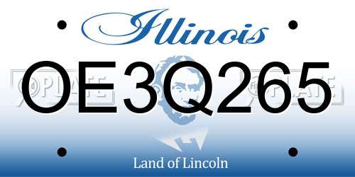 OE3Q265 Illinois License Plate
