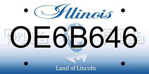 OE6B646 Illinois License Plate
