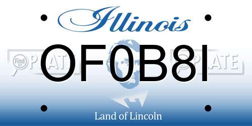 OF0B8I Illinois License Plate