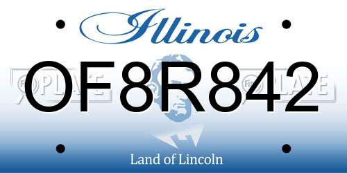 OF8R842 Illinois License Plate