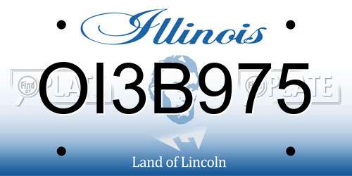 OI3B975 Illinois License Plate