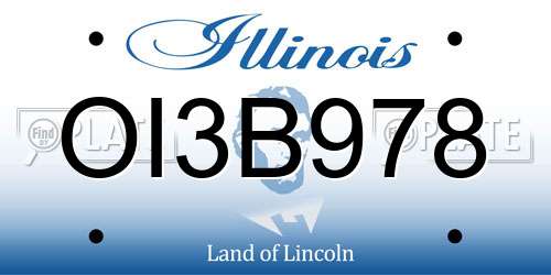 OI3B978 Illinois License Plate