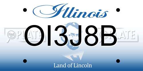 OI3J8B Illinois License Plate