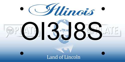 OI3J8S Illinois License Plate