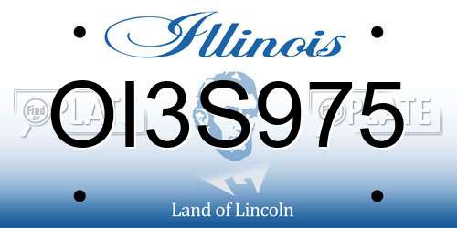 OI3S975 Illinois License Plate