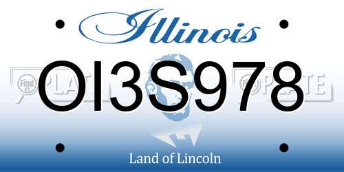 OI3S978 Illinois License Plate