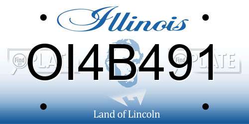 OI4B491 Illinois License Plate